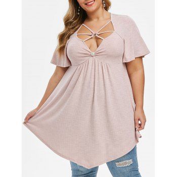 

Plus Size Empire Waist High Low Marled T-shirt, Rose