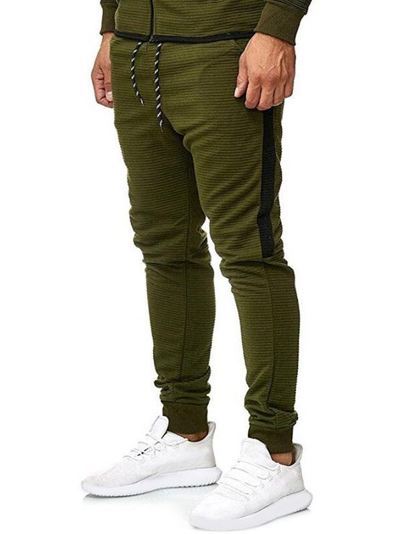 Pantalon de Jogging Décontracté Contrasté à Côté - Vert Armée XL