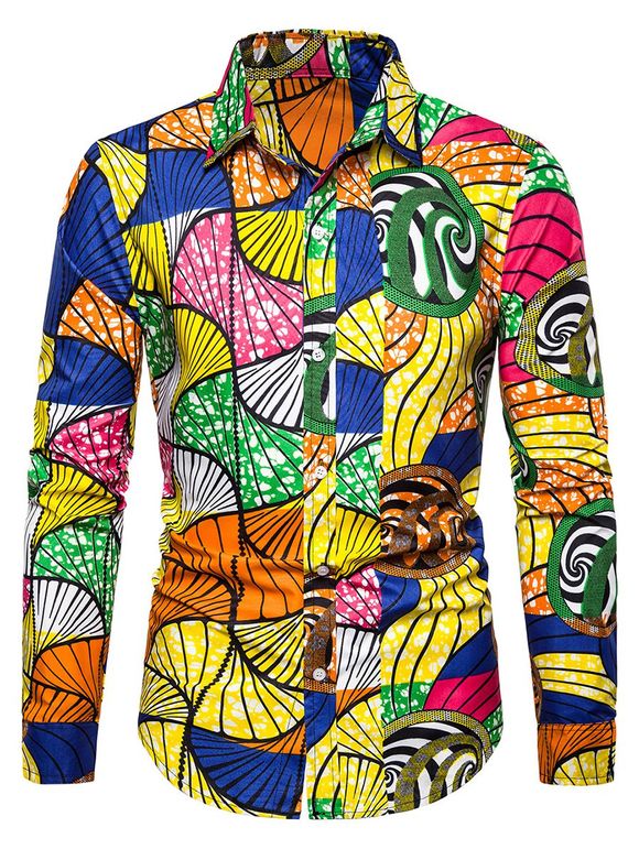 Chemise Boutonnée Imprimée à Manches Longues - multicolor XL
