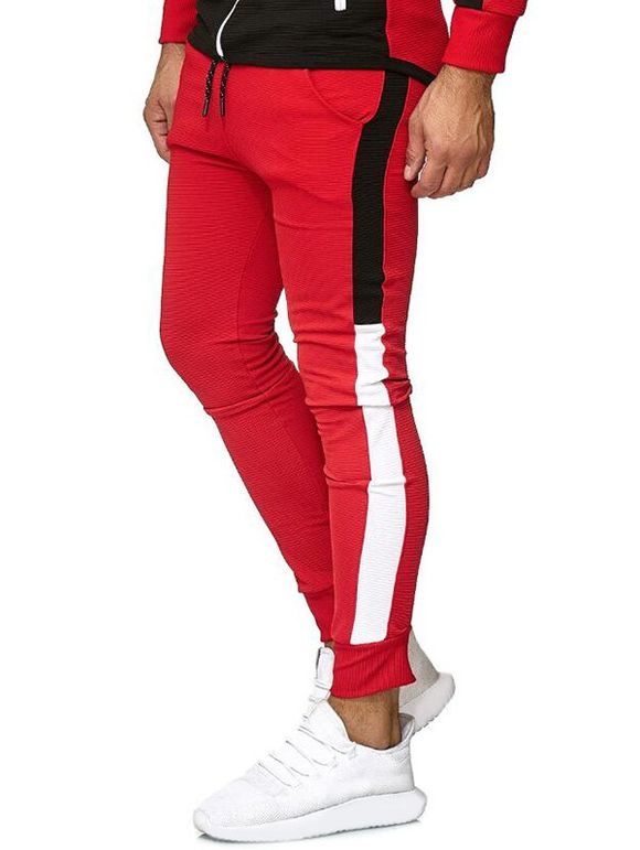 Pantalon de Joggong Décontracté en Blocs de Couleurs - Rouge XS