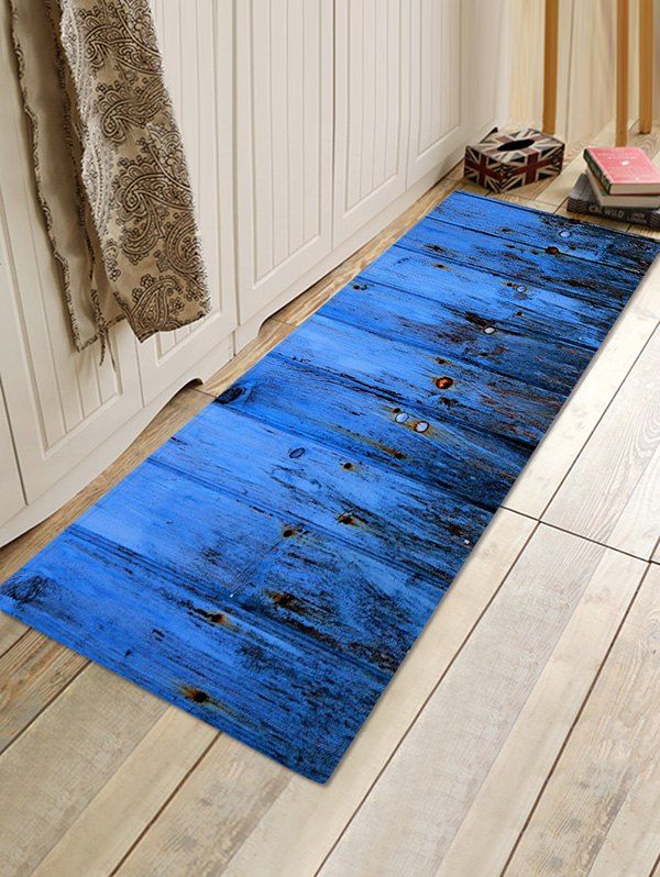 

Wooden Print Floor Mat, Blueberry blue