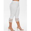 Pantalon Capri Panneau en Dentelle à Taille Haute de Grande Taille - Blanc 2X
