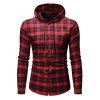 Chemise à Capuche à Carreaux Imprimé à Manches Longues - Rouge XL