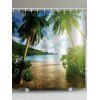 Seaside Coconut Trees Print Waterproof Bathroom Shower Curtain - multicolor W71 X L79 INCH