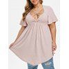 TT-shirt Haut Bas à Taille Empire de Grande Taille - Rose 1X