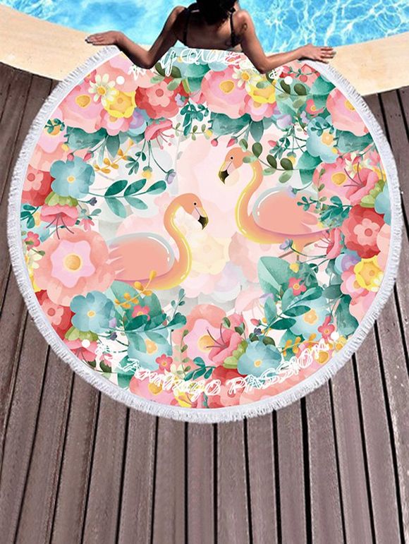 Serviette de plage imprimé motifs Flamingo - multicolor C R59 INCH