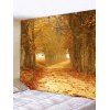 Tapisserie Murale 3D Chemin de Forêt et Coucher du Soleil Imprimés - Brun Doré W59 X L51 INCH