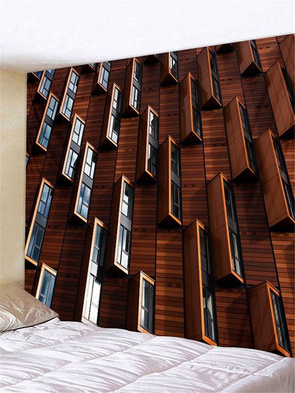 Tapisserie 3D Motif de Fenêtre Imprimée - Café profond 230*180CM