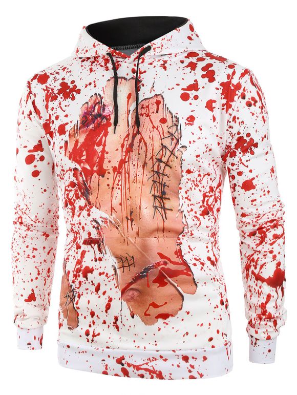 Sweat à Capuche d'Halloween Décontractée Graphique et Sang Imprimés avec Poche Kangourou - multicolor 2XL