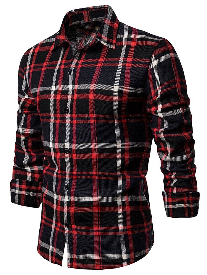 

Leisure Plaid Print Button Up Shirt, Black