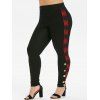 Plus Size High Waist Plaid Trim Buttoned Pants - BLACK 1X