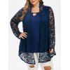 Haut Superposé en Dentelle de Grande Taille Fausse Deux Pièces - Bleu Lapis 1X