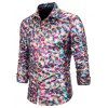 Chemise Boutonnée Brillante Dorée Imprimée à Manches Longues - multicolor S