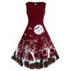 Robe d'Halloween Vintage à Imprimé Citrouille Chauve-souris de Grande Taille - Rouge L