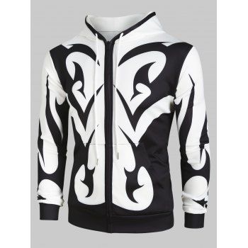 

Abstract Print Zip Up Pockets Hoodie, Multicolor