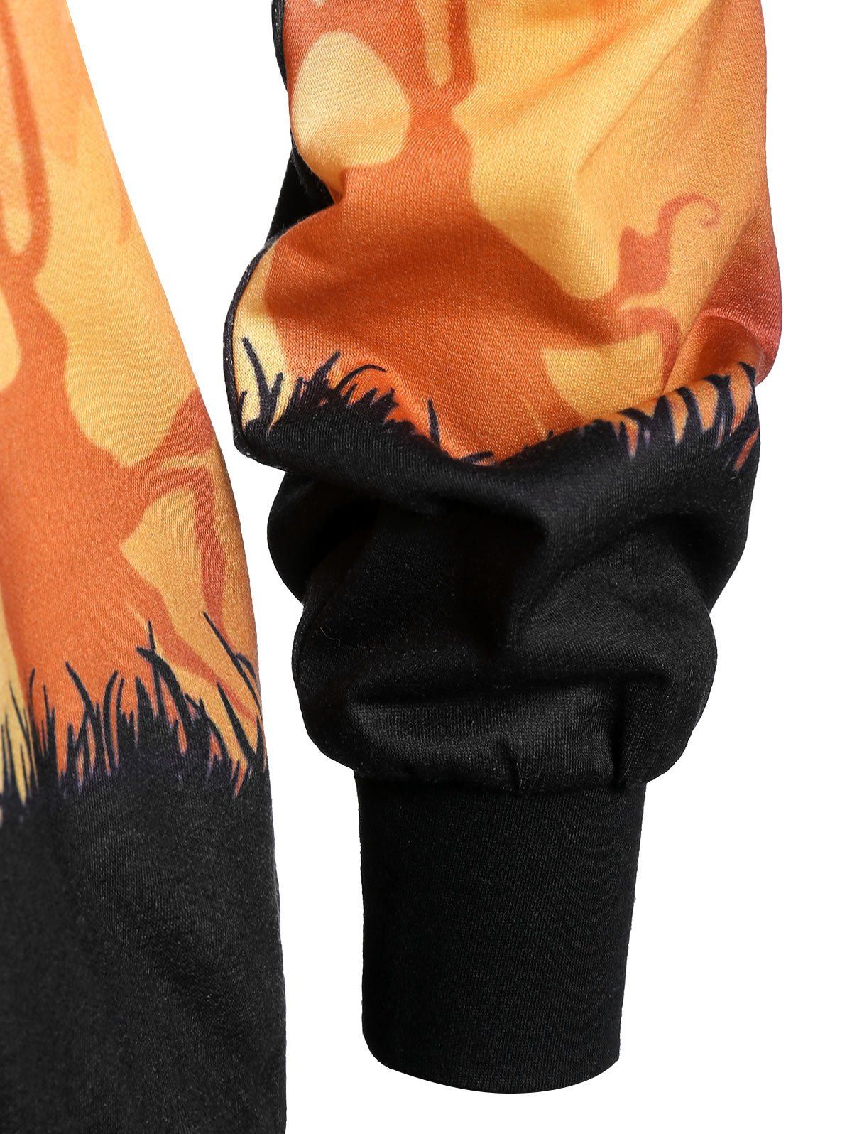 Plus Size 3D Print Halloween Pullover Hoodie - BLACK L