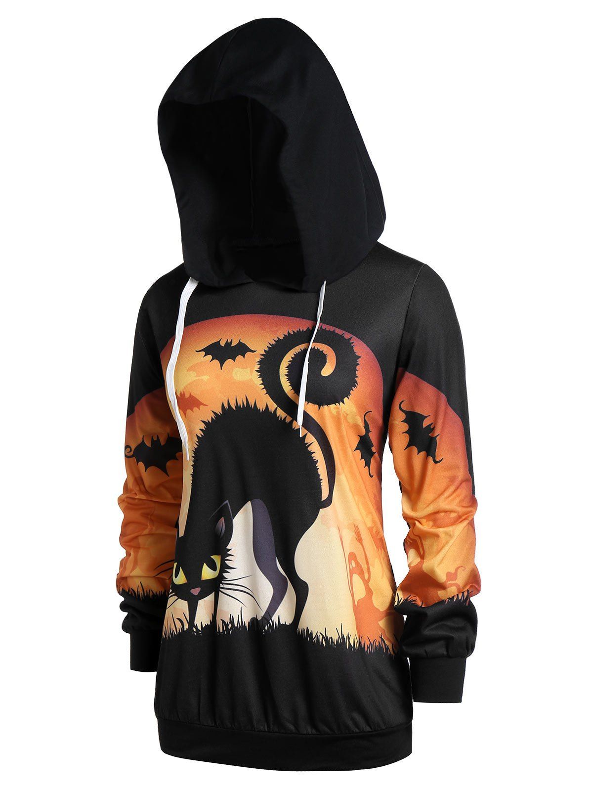 Plus Size 3D Print Halloween Pullover Hoodie - BLACK L