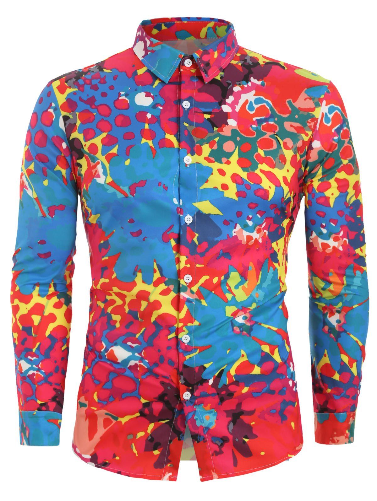 [37% OFF] 2021 Floral Painting Printed Long Sleeves Shirt In Multicolor ...