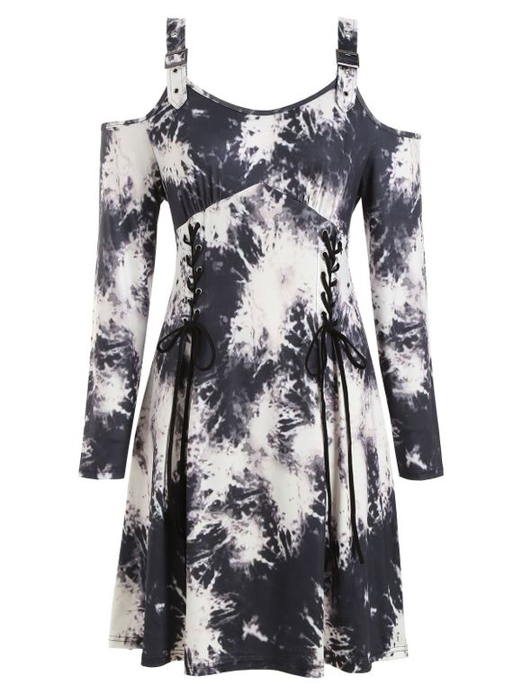 Robe d'Halloween Teinté Bouclée Grande Taille à Lacets - multicolor A 4X