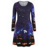 Robe Trapèze d'Halloween Chauve-souris Galaxie et Fantôme Imprimés de Grande Taille - multicolor A 4X