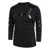 T-shirt Gothique Harnais en Faux Cuir Inséré Embelli de Rivet - Noir 2XL