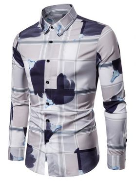 Plaid Tie Dye Print Long Sleeves Shirt