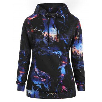 

Plus Size Halloween Printed Hoodie, Multicolor a