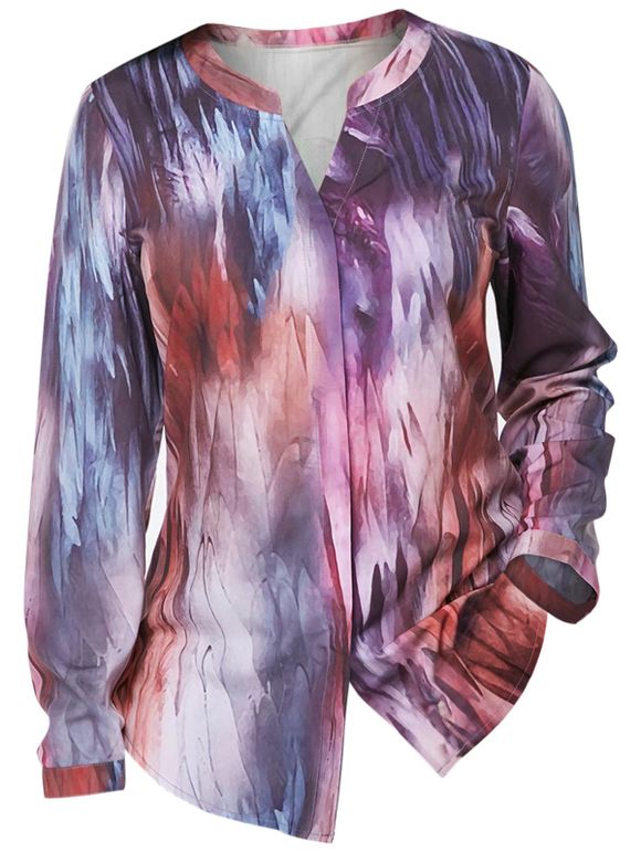Chemise Ajustée Teintée à Col V - multicolor XL