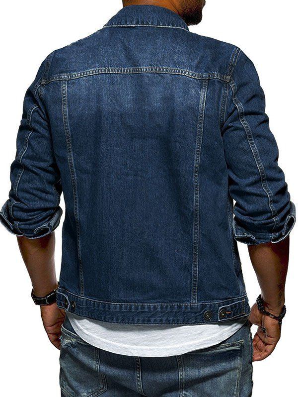 49 Off 2020 Pocket Decoration Ripped Denim Jacket In Denim Dark