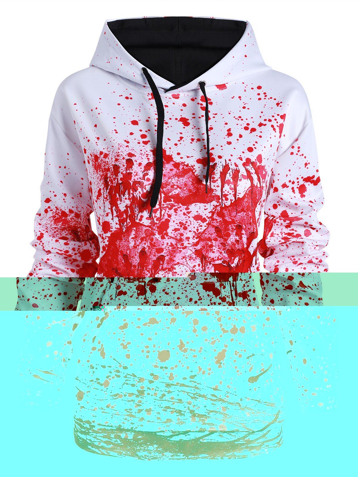 

Paint Splatter Blood Front Pocket Halloween Plus Size Hoodie, Multi-b