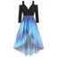 Plus Size Cold Shoulder Ombre Mermaid Dress - BLACK L