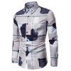 Plaid Tie Dye Print Long Sleeves Shirt - GRAY GOOSE M