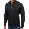 Chemise Boutonnée à Manhces Longues Ourlet à Pois - Noir M