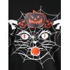Plus Size Halloween Skew Neck Pumpkin Spider Web Print Sweatshirt - BLACK 4X