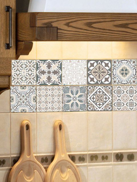 5 Pcs Bohemian Pattern Removable Tile Stickers