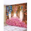 Tapisserie Murale Pendante Art Décoration Papillon Forêt et Fleur Imprimés - Rose Vif W91 X L71 INCH