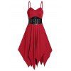 Robe Asymétrique à Taille Haute à Bretelle - Rouge Lave 2XL