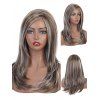 Side Part Natural Mixed Layer Long Curly Synthetic Wig - multicolor 