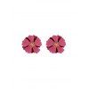 Boucles d'Oreilles Fleur Superposées en Alliage - Rouge Blush 