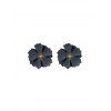 Boucles d'Oreilles Fleur Superposées en Alliage - Noir Graphite 