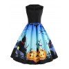 Robe d'Halloween Ombrée Panneau en Dentelle Chauve-souris Citrouille - multicolor S