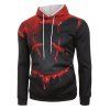 Sweat à Capuche d'Halloween Visage et Sang Imprimés avec Poche en Avant - Noir 2XL