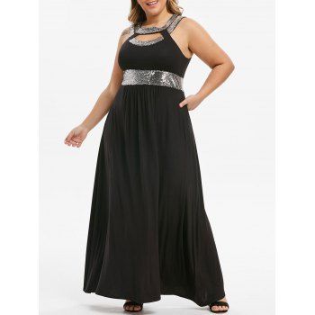 

Plus Size Sequin Cut Out Maxi Party Dress, Black