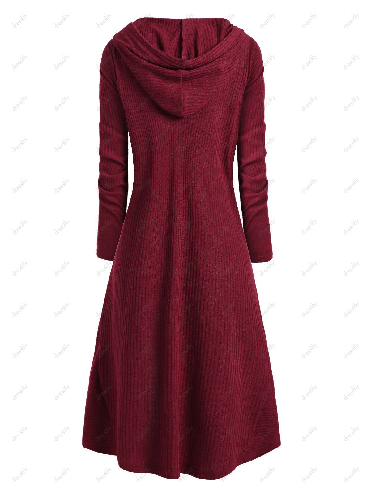 [53% OFF] 2021 Hooded High Low Drop Shoulder Longline Sweater In RED 