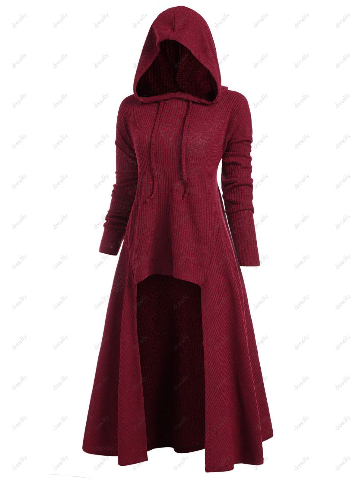 hooded high low sweater