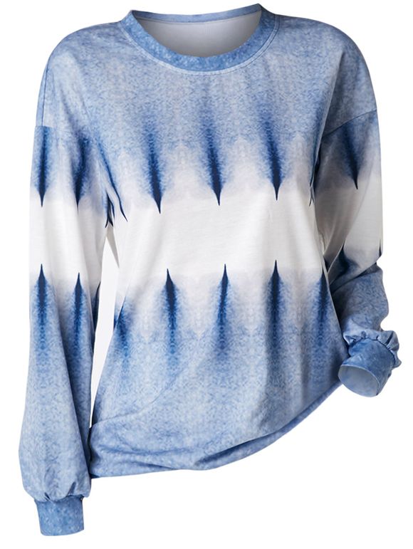 Sweat-shirt Teinté de Grande Taille à Goutte Epaule - Bleu de Ciel 2X