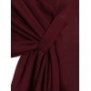 High Low Asymmetrical Knit Solid Cape - RED WINE M