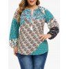 Blouse Fleuri à Manches Raglan Grande Taille à Frange - Vert 1X
