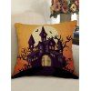 Halloween Castle Moon Print Square Pillowcase - SAFFRON W18 X L18 INCH