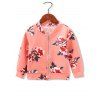 Girls Floral Print Stand Collar Jacket - RED 110